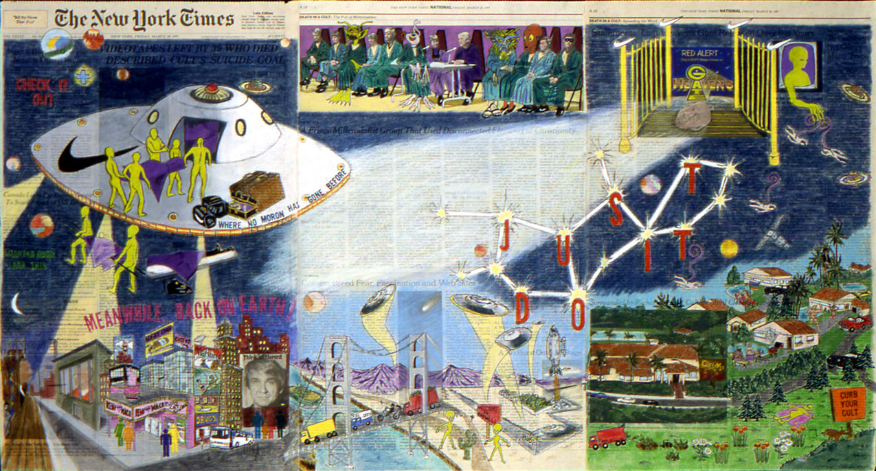 Heaven's Gate 1998 • ink and pastel on newspaper