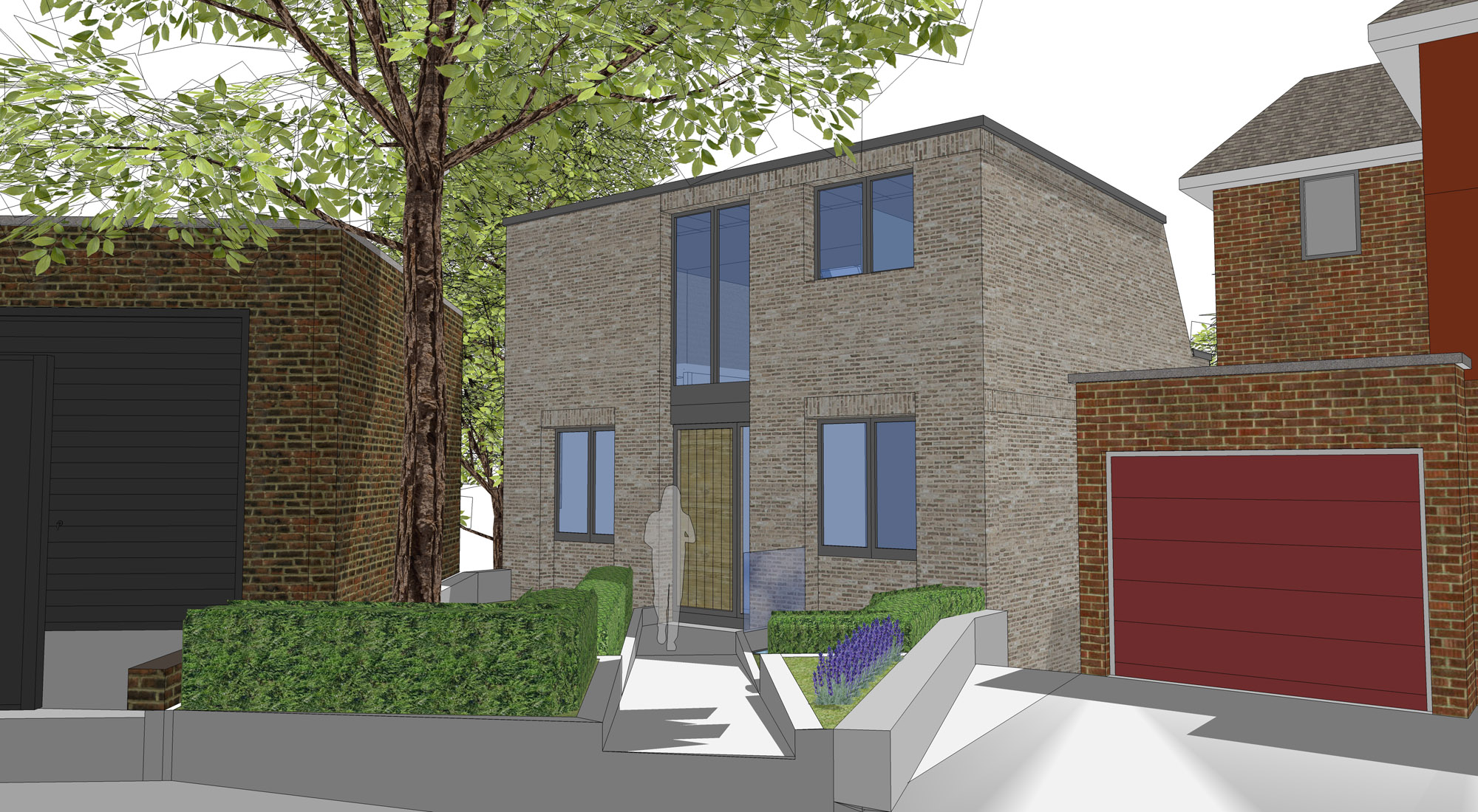 Our architect's 3D drawing of the final design that we gained planning permission for – the result of two complete redesigns following our pre-application advice, and our first application (which we withdrew to make the further changes suggested by the council).