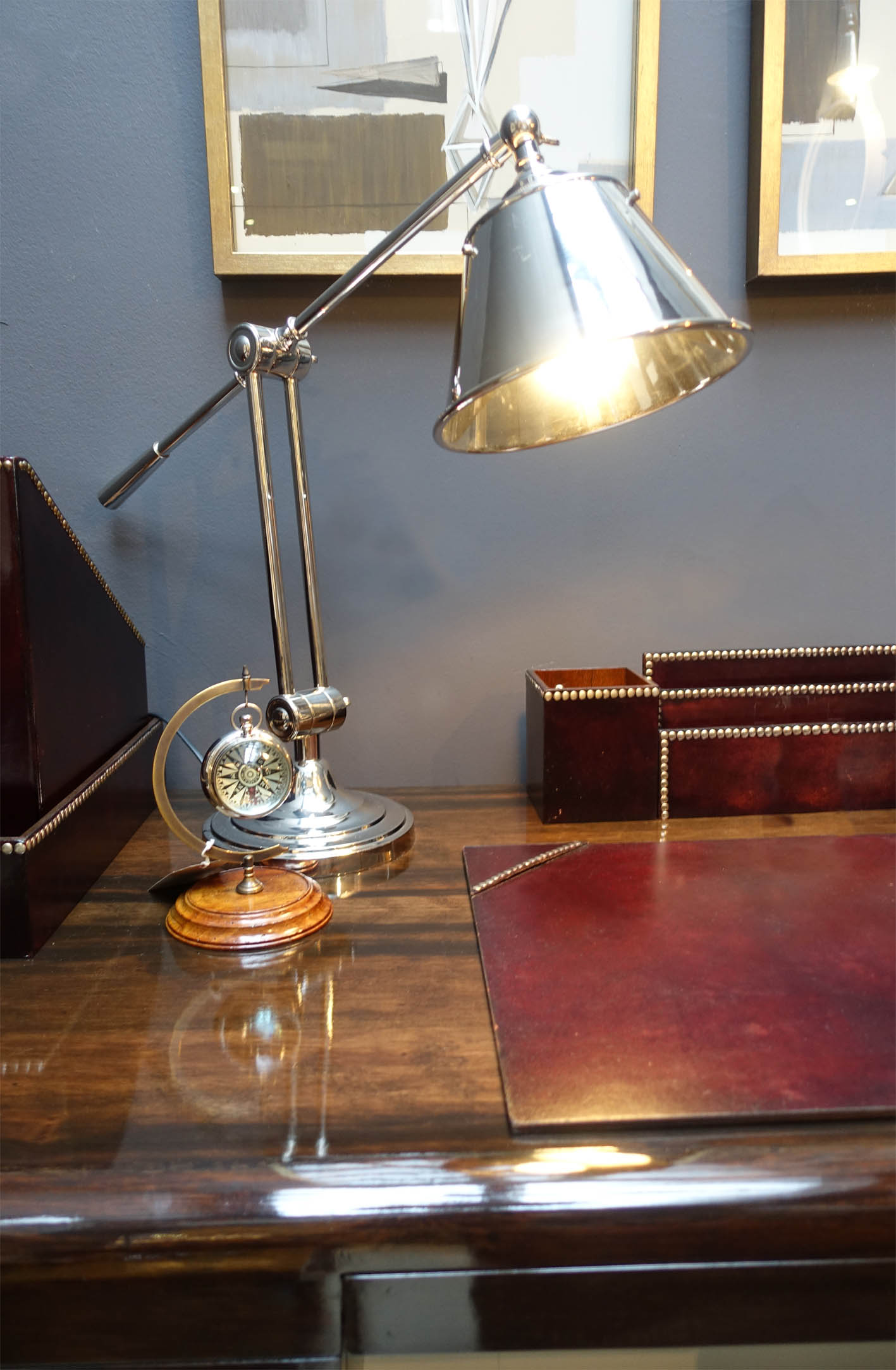 Brass, leather, wood and chrome sit perfectly together in Mufti's in-store room sets.