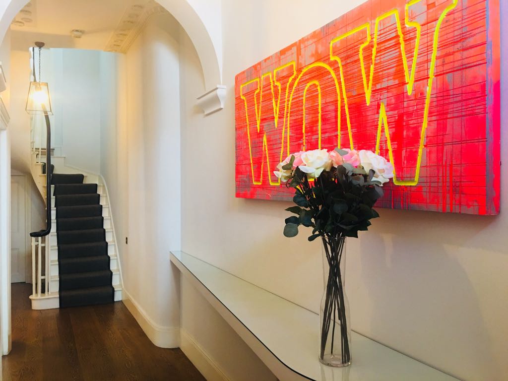 A pop art welcome in the hallway.