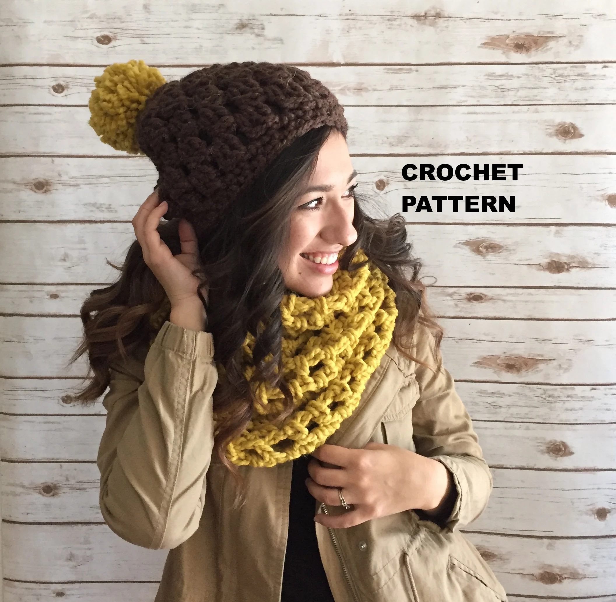 Baker Cluster Hat & Ollie Infinity Scarf Crochet Pattern Set