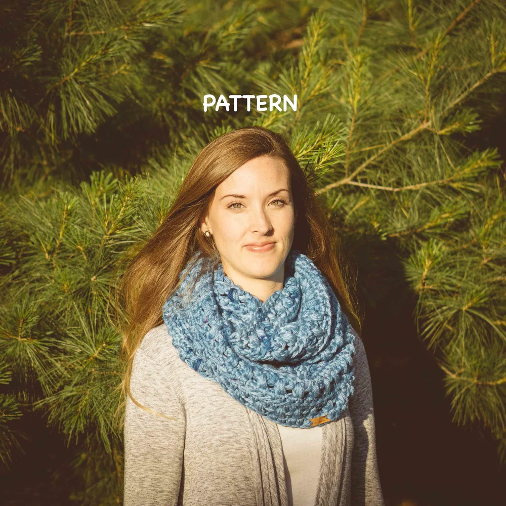 Twilight Puff Stitch Infinity Scarf Crochet Pattern — 144 Stitches