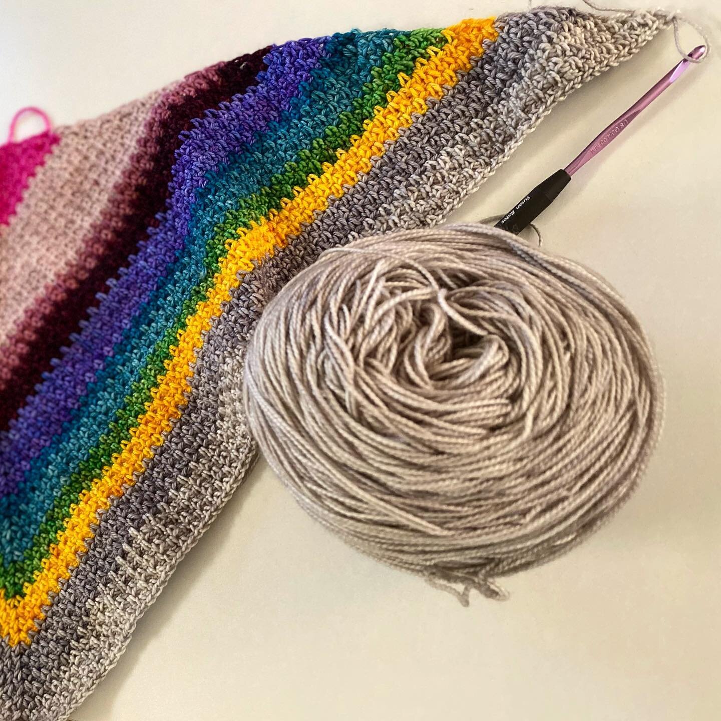 I&rsquo;m done with the base of this shawl. Built on beautiful scraps from my Box of Love shawl. Now adding in a fresh new skein.

Literally and metaphorically in love with this scrappy shawl right now.

You can take the beauty that&rsquo;s leftover 