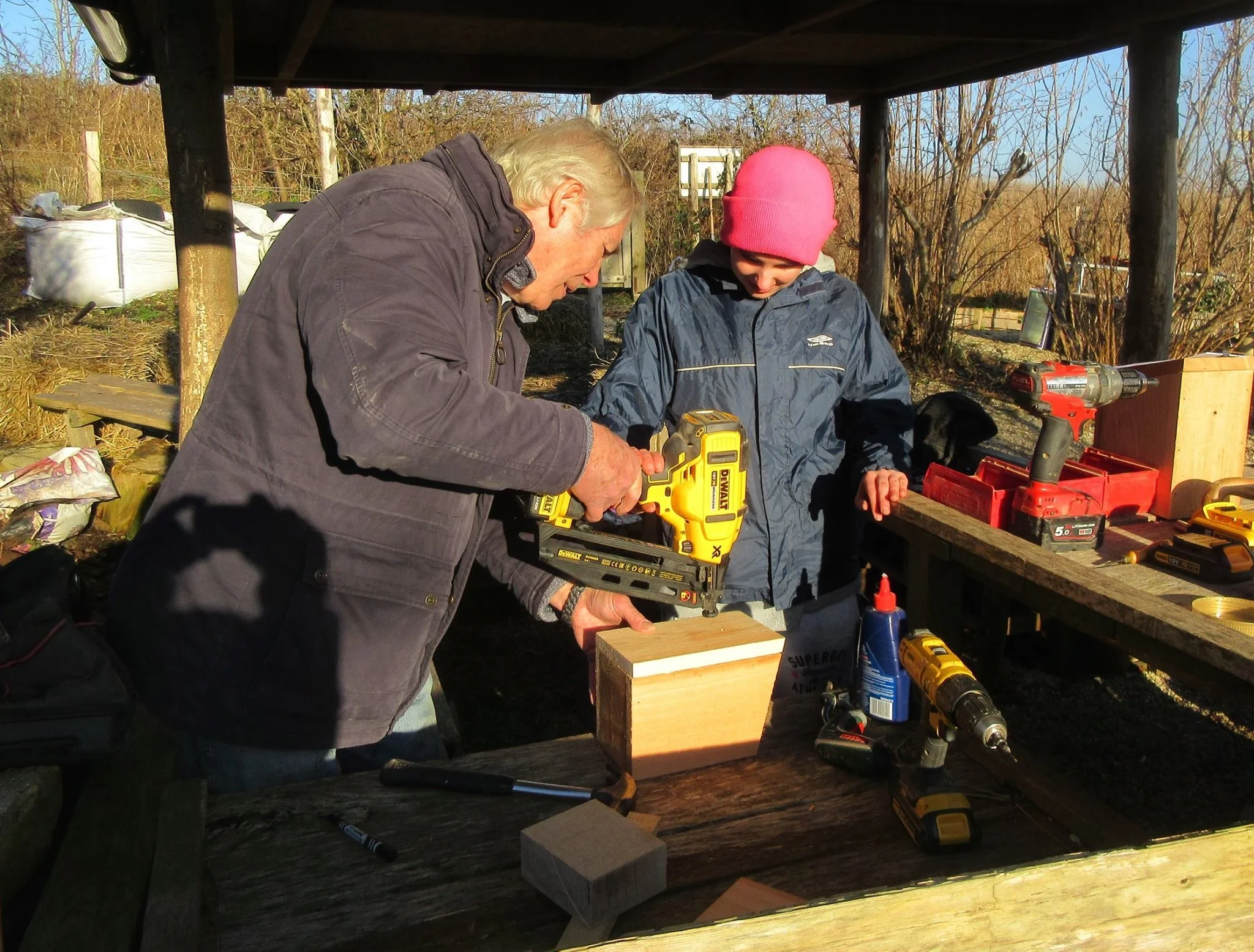 Making birdboxes with Jam