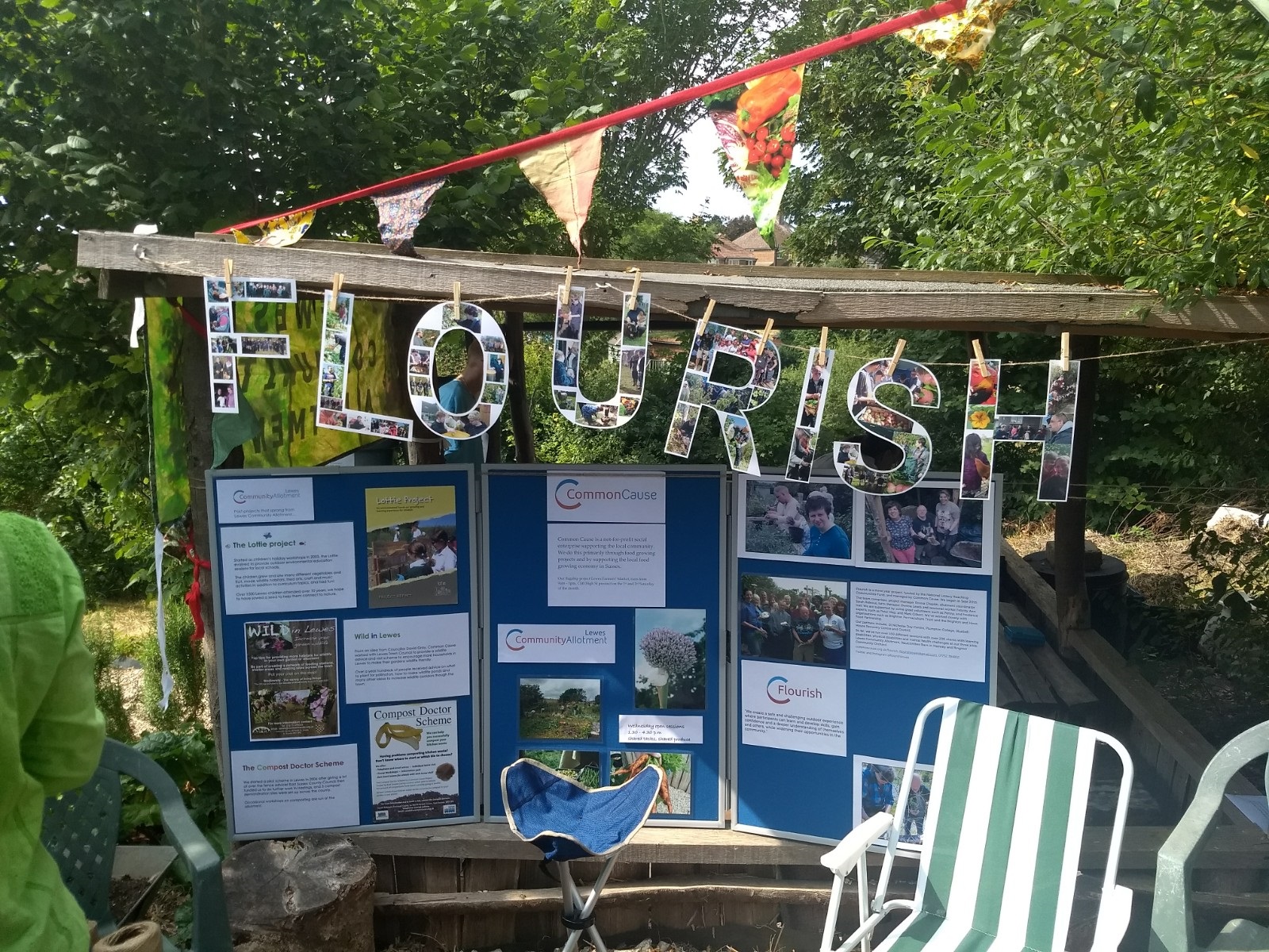 Flourish sign, made of project photos