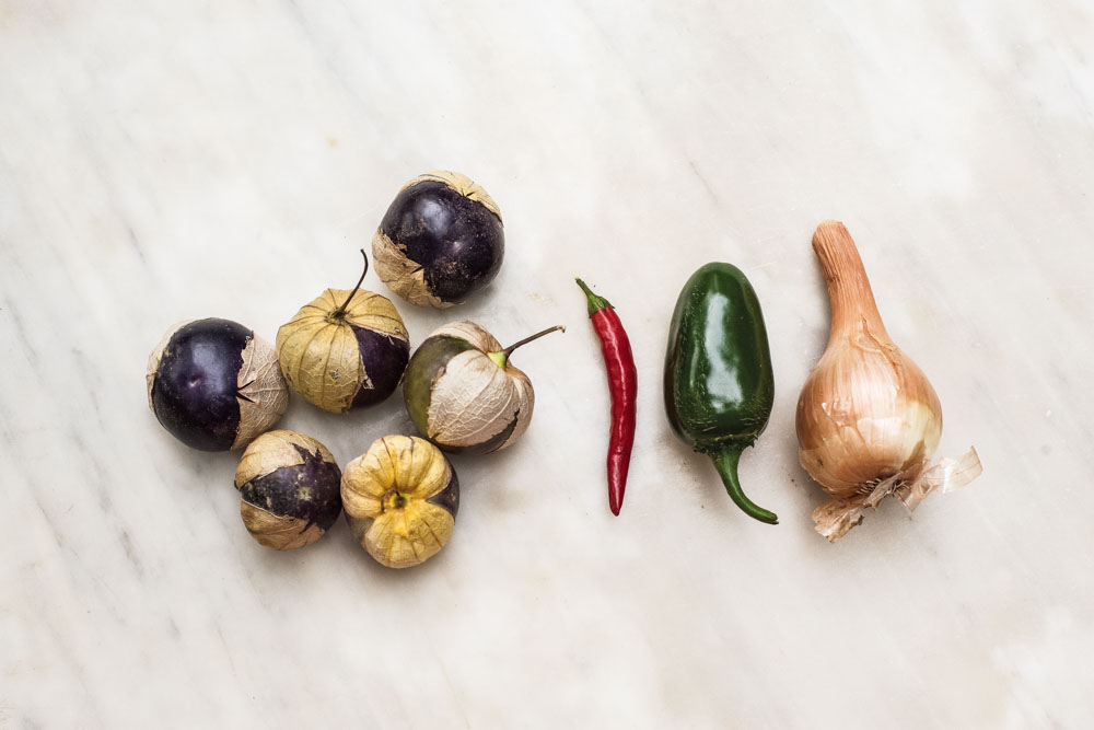 Purple Tomatillo Salsa with Lime