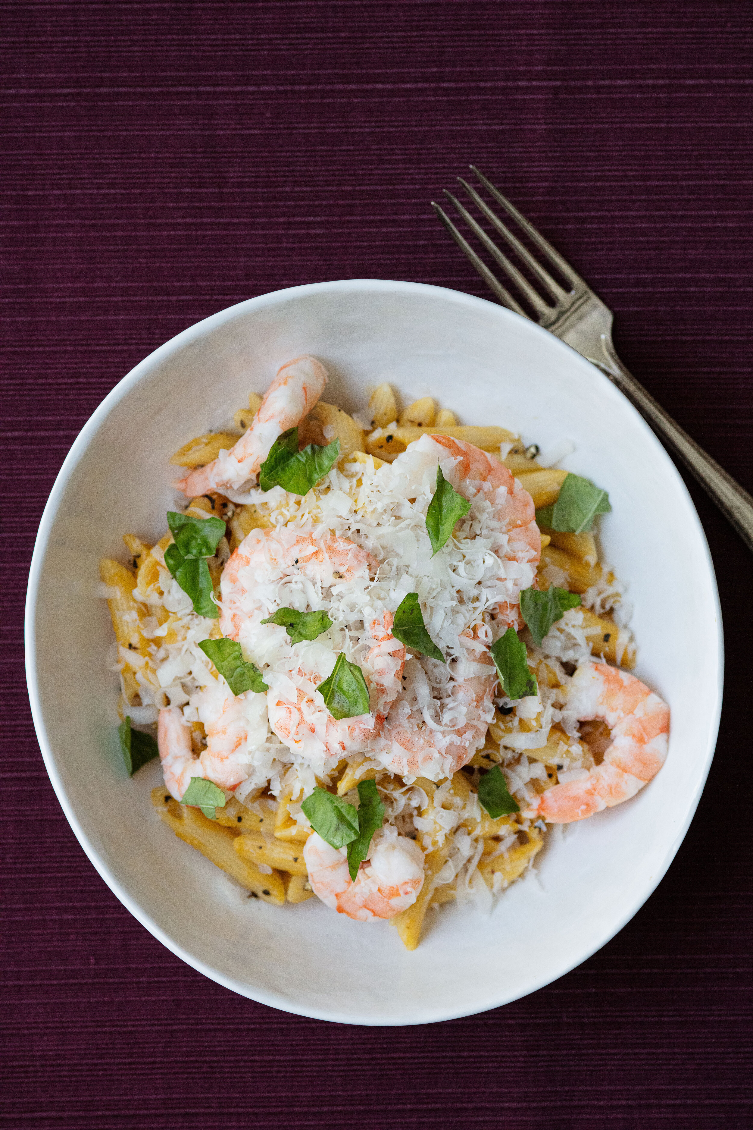Butternut and Sauteed Shrimp Pasta