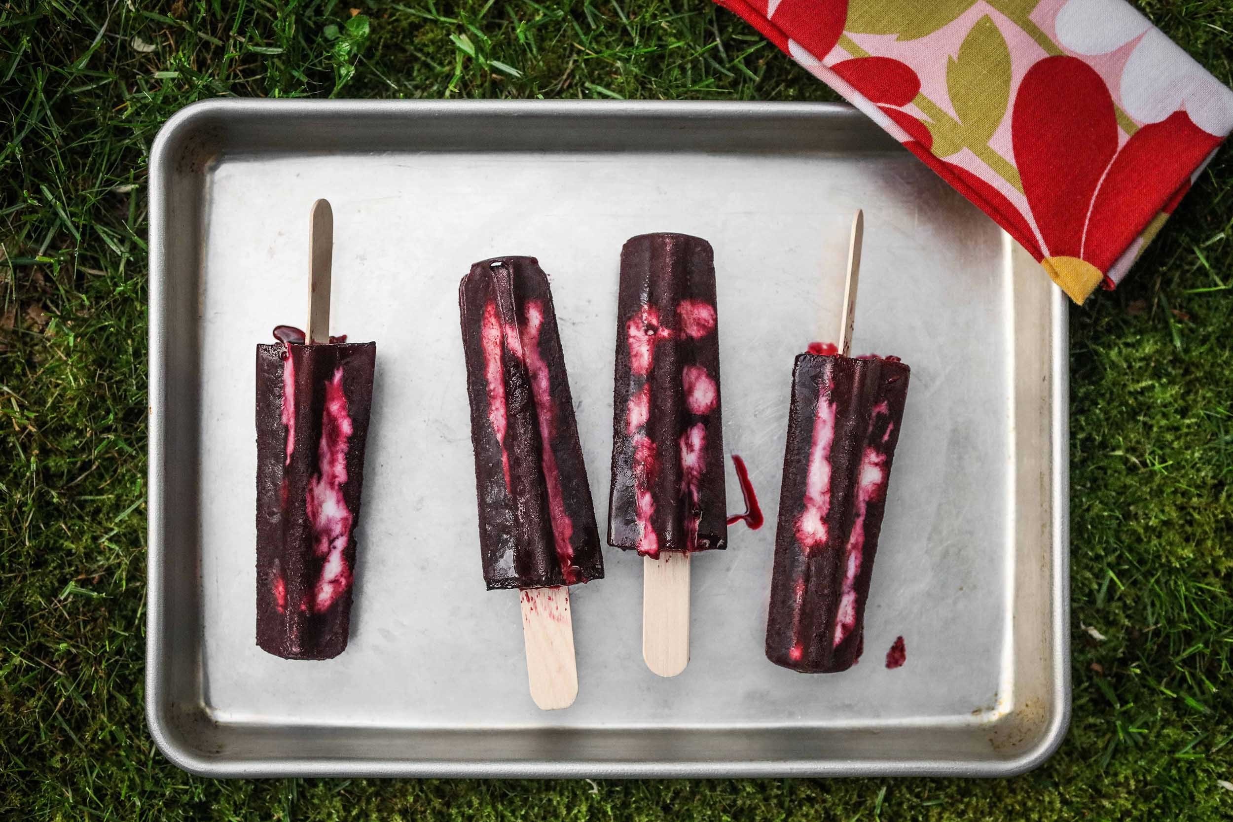 Mulberry-Mint Pops