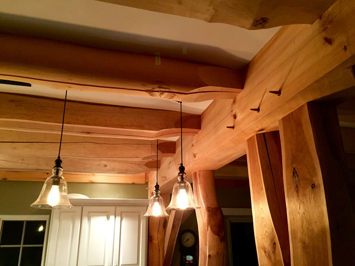 Interior timber frame lighting feature - Berkshire Mountain Design Build, LLC