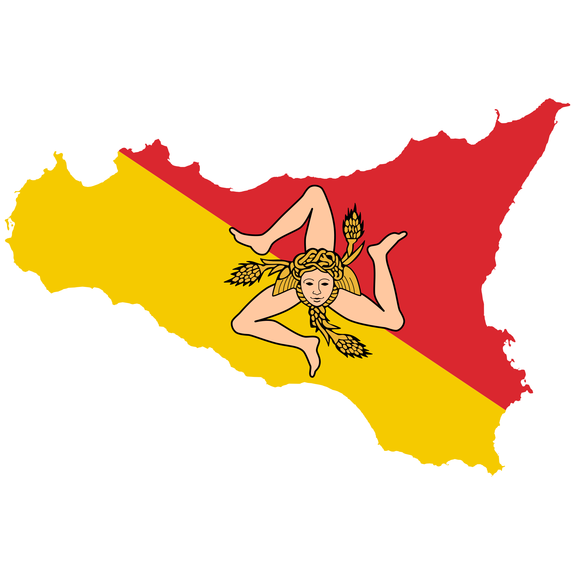 Sicilia's official flag colors and emblem