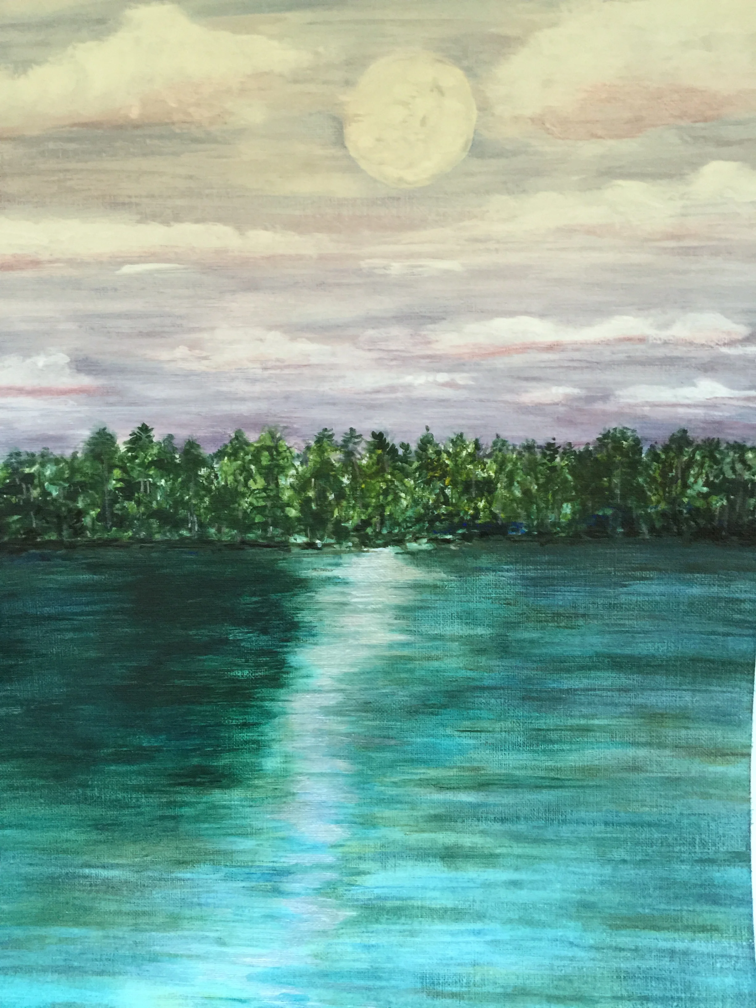 Moon Rising Over Lake