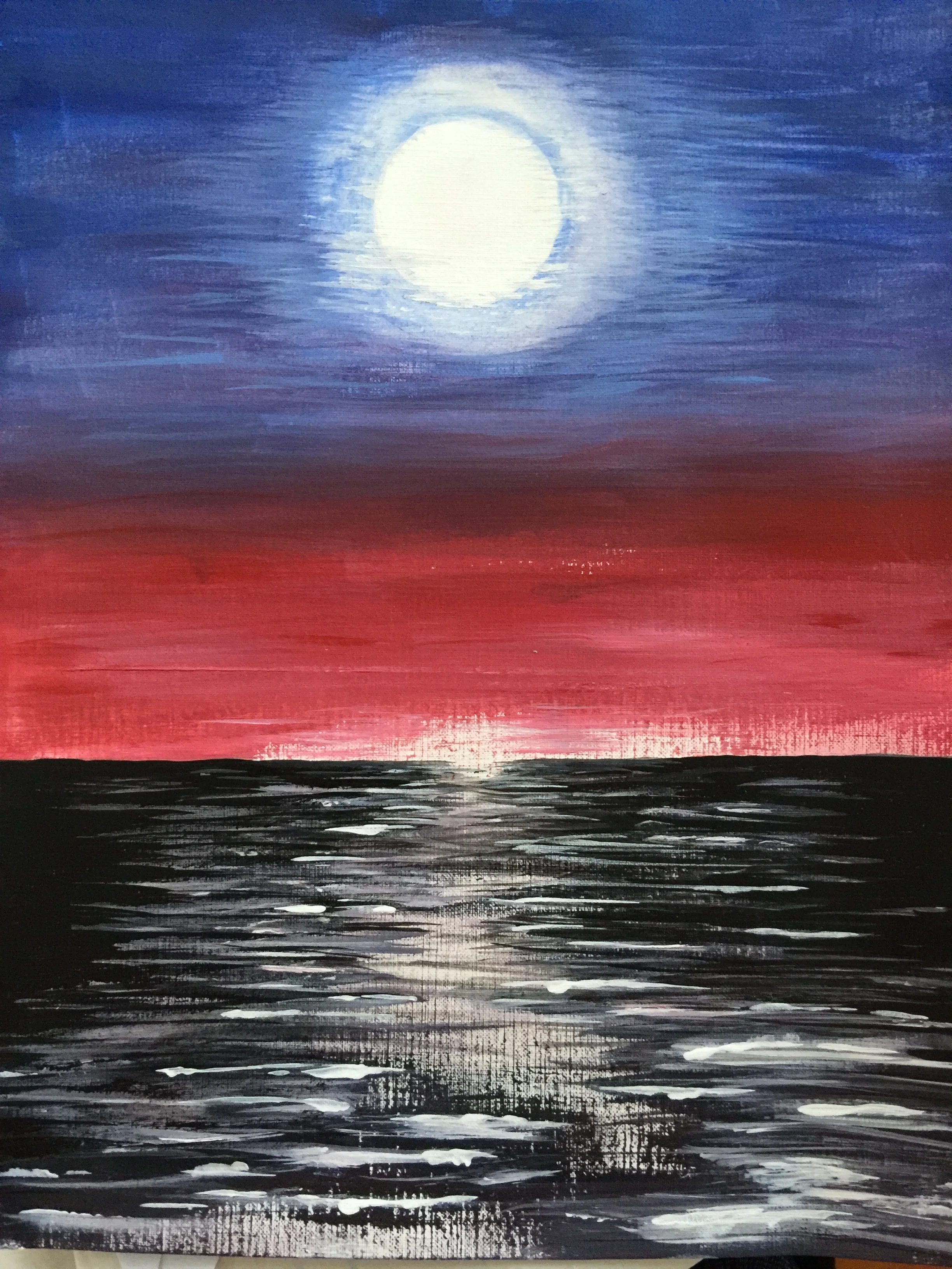 Moon Rising Over Ocean