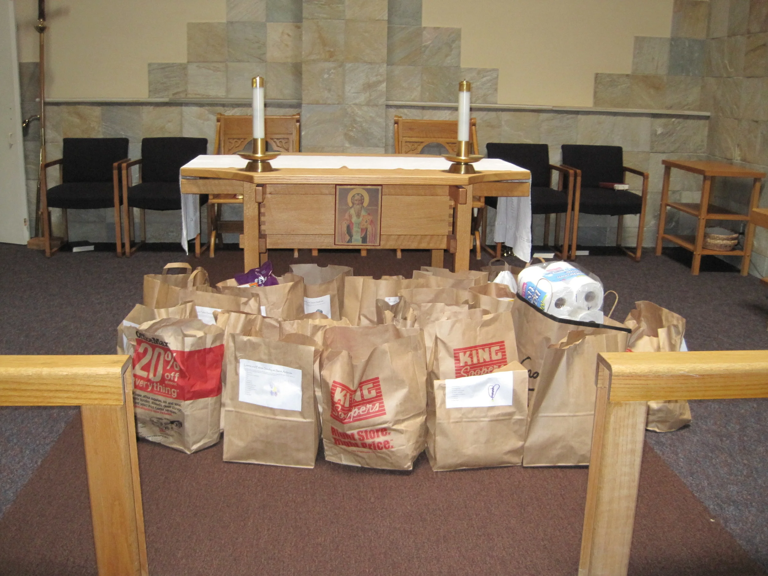 Food is collected continually throughout the year with an emphasis at "Loves and Fishes" Sunday during the summer, when food pantries are most in need of donations. 