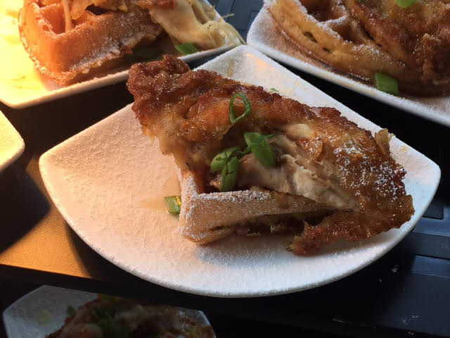 Chicken & Waffles are served at the DoubleTree Ontario. FamTrip Greater Ontario CVB.