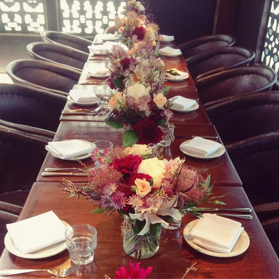  Burgundy and blush pieces for a bridal shower. I coordinated with a client a month in advance and began diving into color choice and the seasonality of the flowers. Made while working at The Bud Stop.&nbsp; 