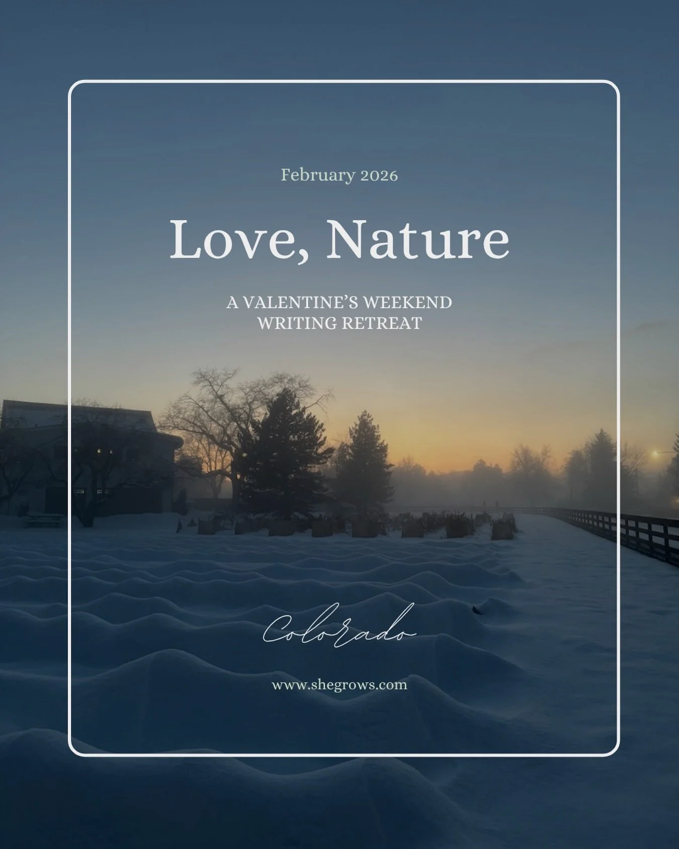 Winter is here, yes unseasonably warm in Colorado, but we are still holding the vision that by mid February we&rsquo;ll be covered in a blanket of snow and opening the doors of our cozy barn and greenhouse for our first winter retreat.

The poet Mary