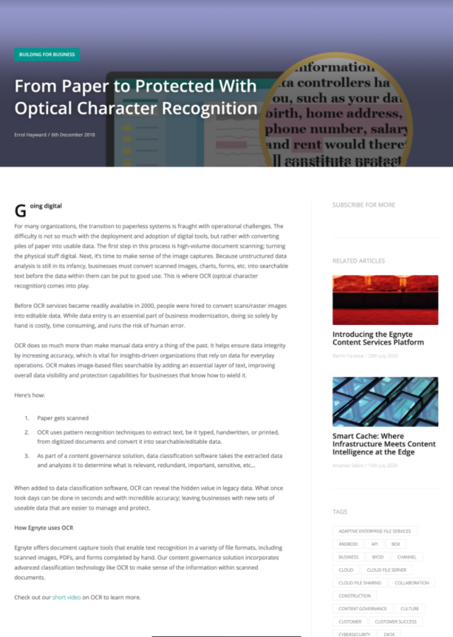 Blog - Optical Character Recognition