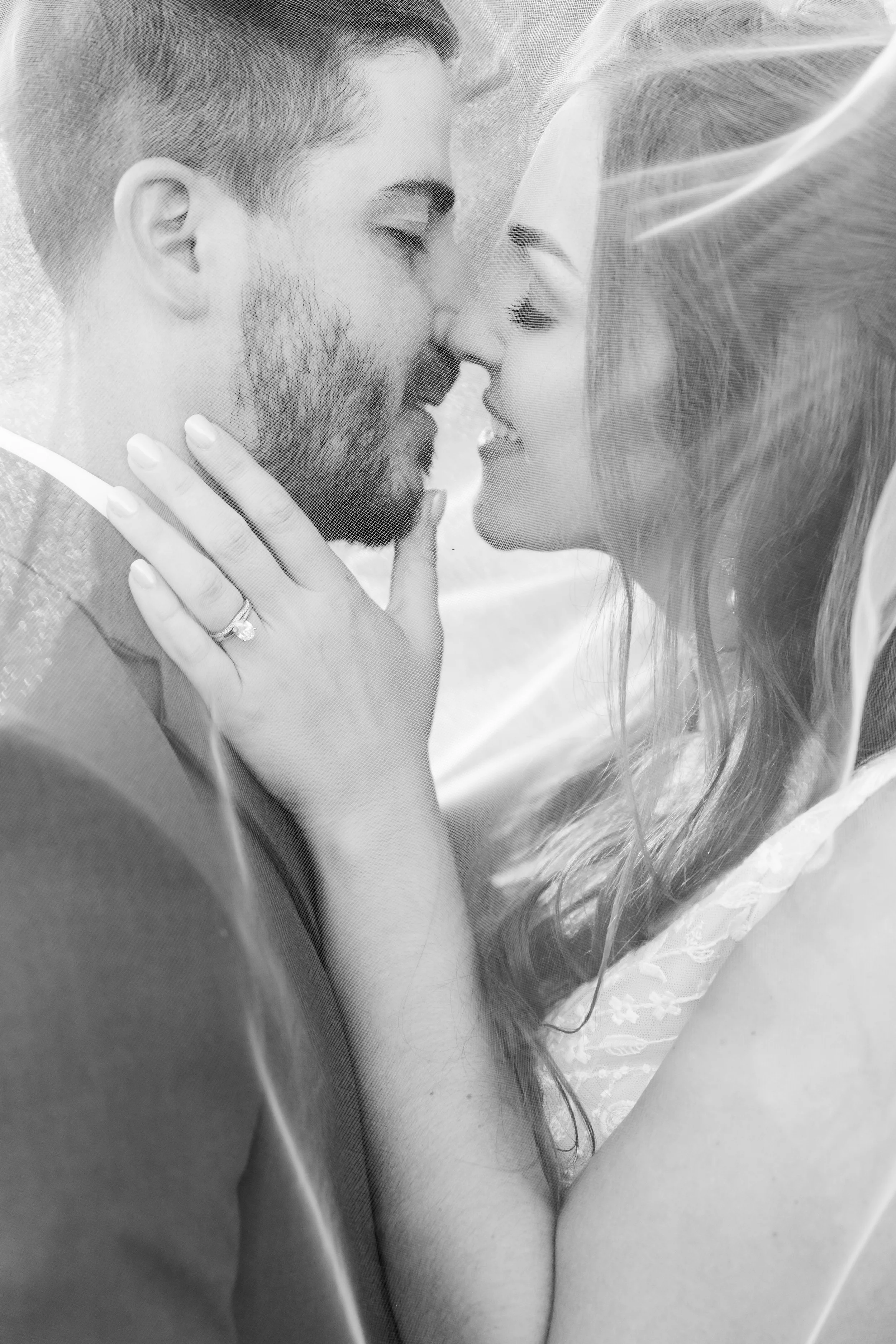 Black and white bride and groom portrait at the Museum of Appalachia in Clinton, Tennessee