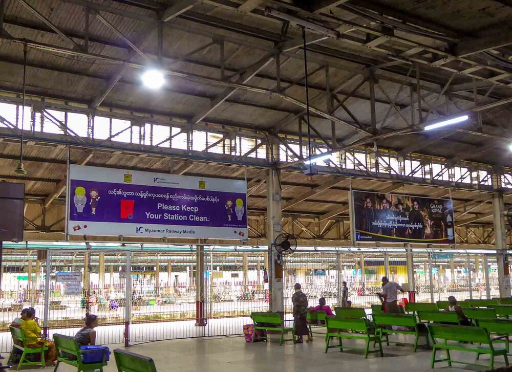 Yangon Railway Station interior &amp; platforms