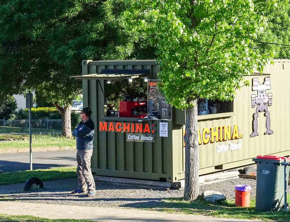 Coffee kiosk on corner of main intersection of Nundle village