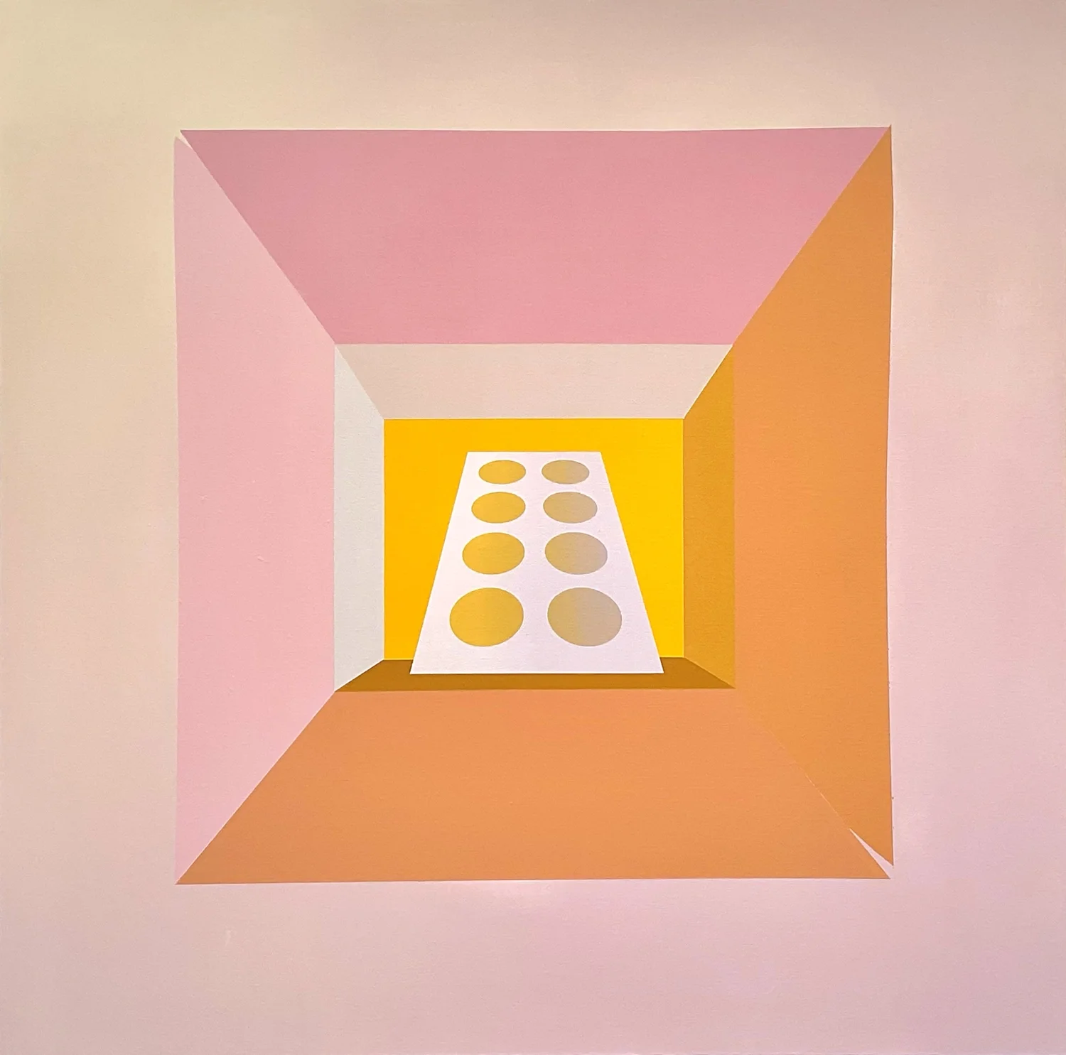 Contraption 7 (Pink_Orange), 2024
Acrylic on canvas
32” x 32”