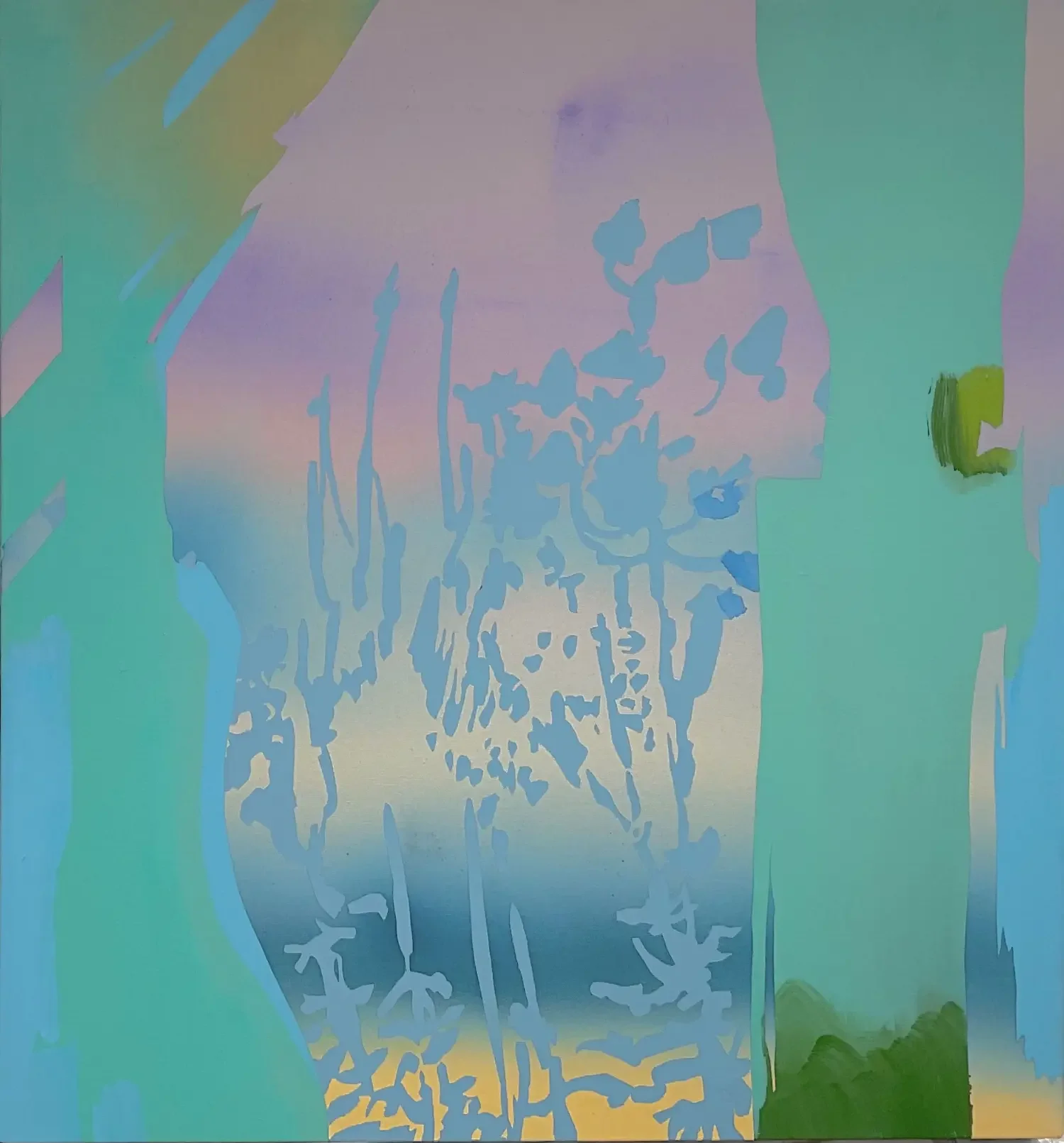 Clear Blue Green Purple with Hyssop 2025
Acrylic on canvas
30” x 28”