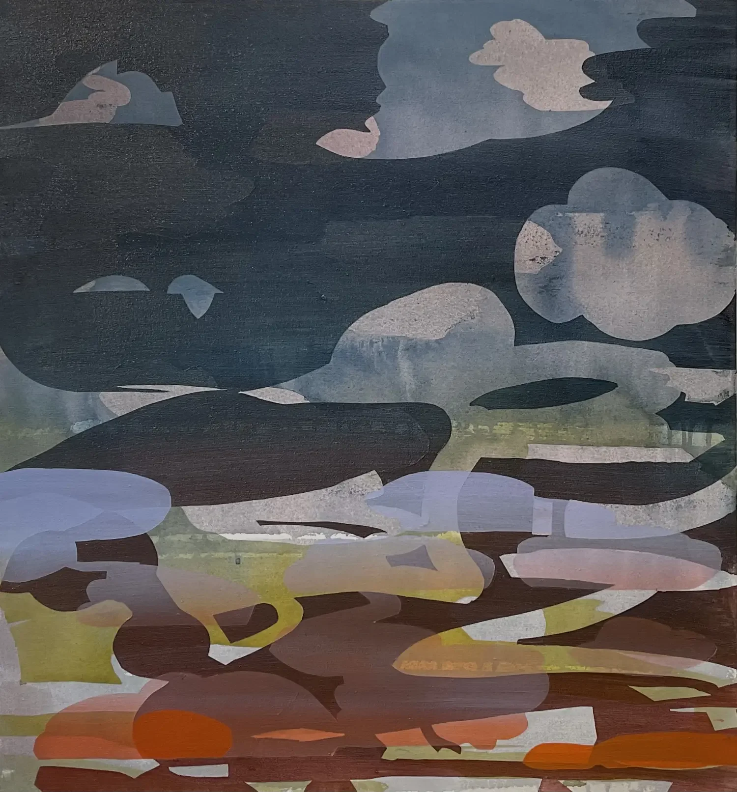 Dappled Blue Yellow Red 2025
Acrylic on canvas
30” x 28”
