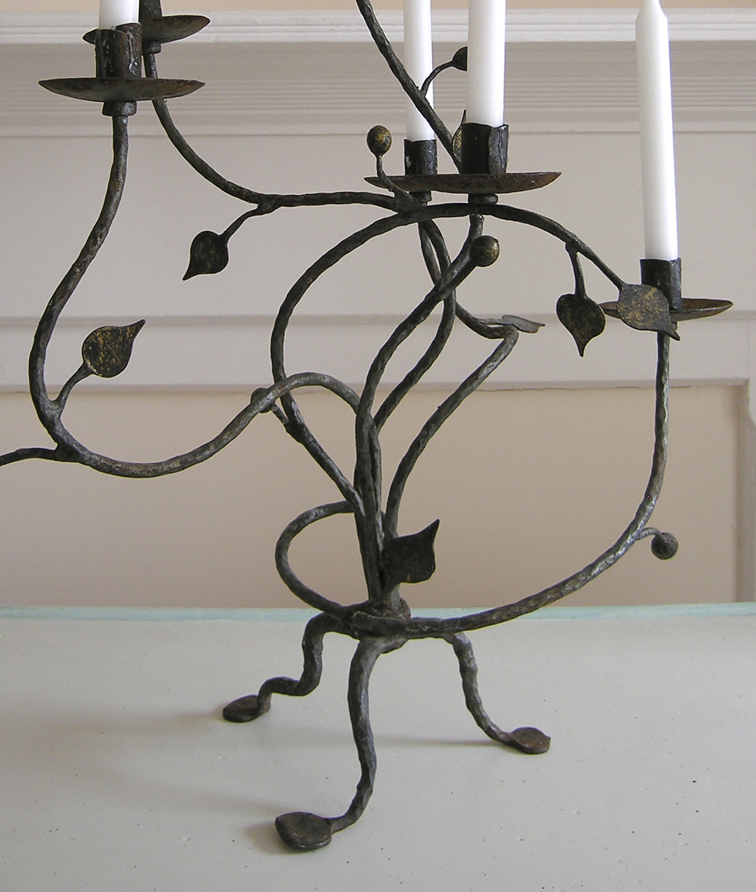 Antique Candelabra, Hand Forged Wrought Iron - Partial View