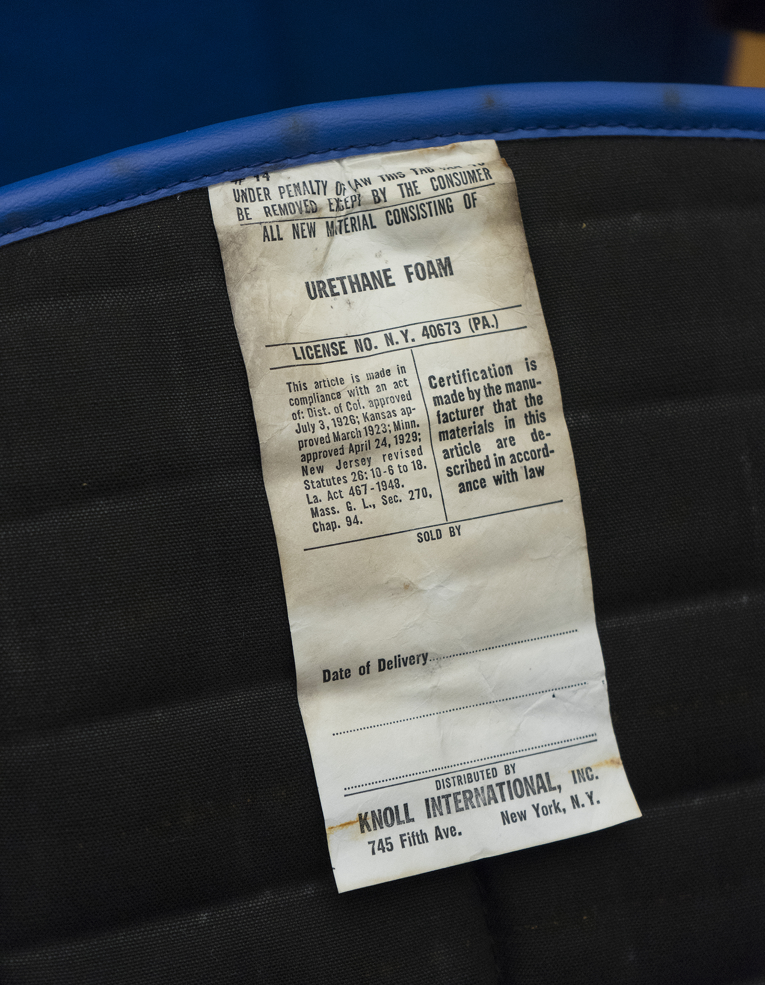 Original Harry Bertoia/Knoll Side Chair, Label Showing Authenticity