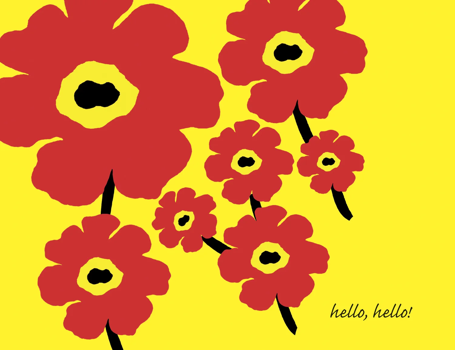 Flower Power, Tangy Red with Yellow - Boxed Note Cards 