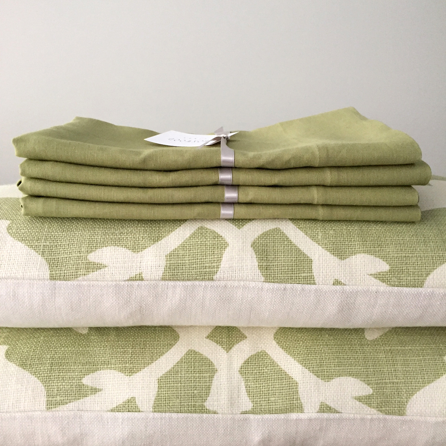 Pistachio Green Linen Pillowcases 