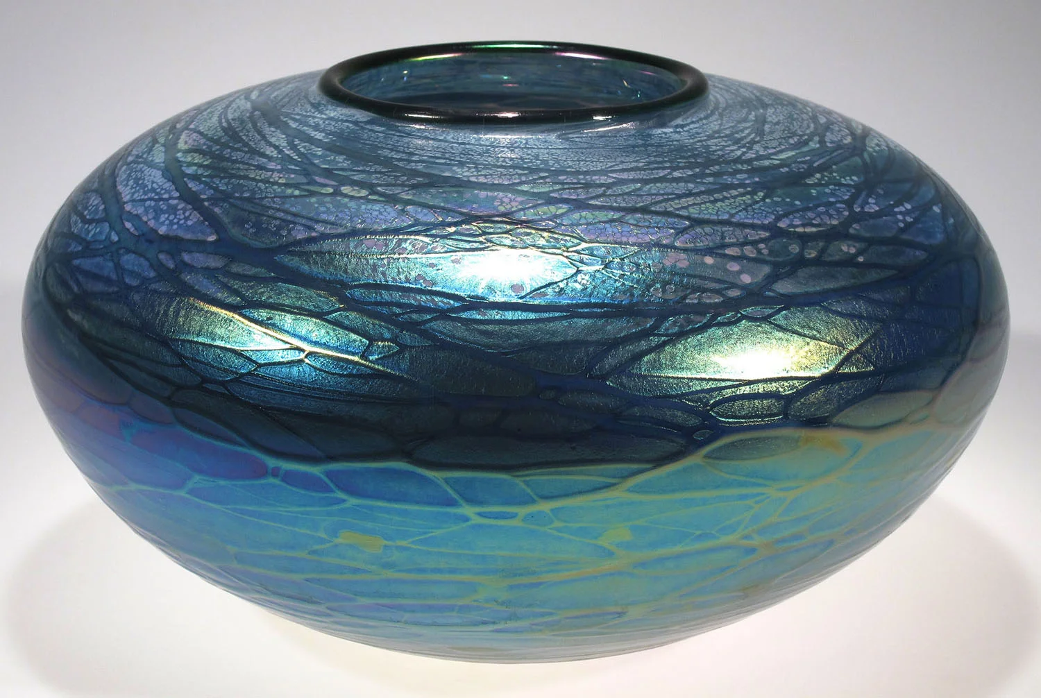 Tom Stoenner, Galaxy luster vase, blown glass, 9″ diameter