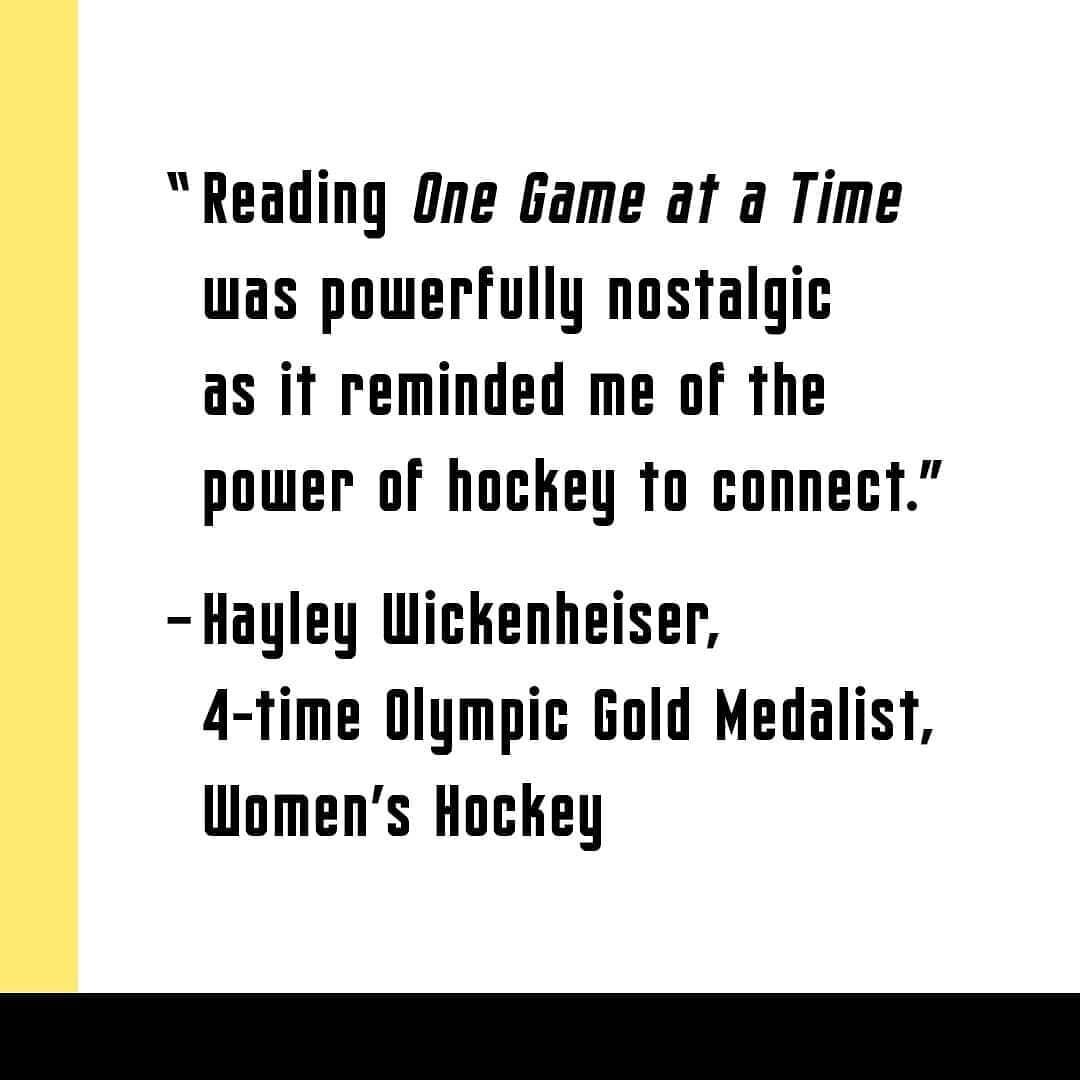 Hayley's Full Quote: &ldquo;Reading One Game at a Time was powerfully nostalgic as it reminded me of the power of hockey to connect. Harnarayan&rsquo;s words transported me into his living room with his family to watch Hockey Night in Canada; it was 