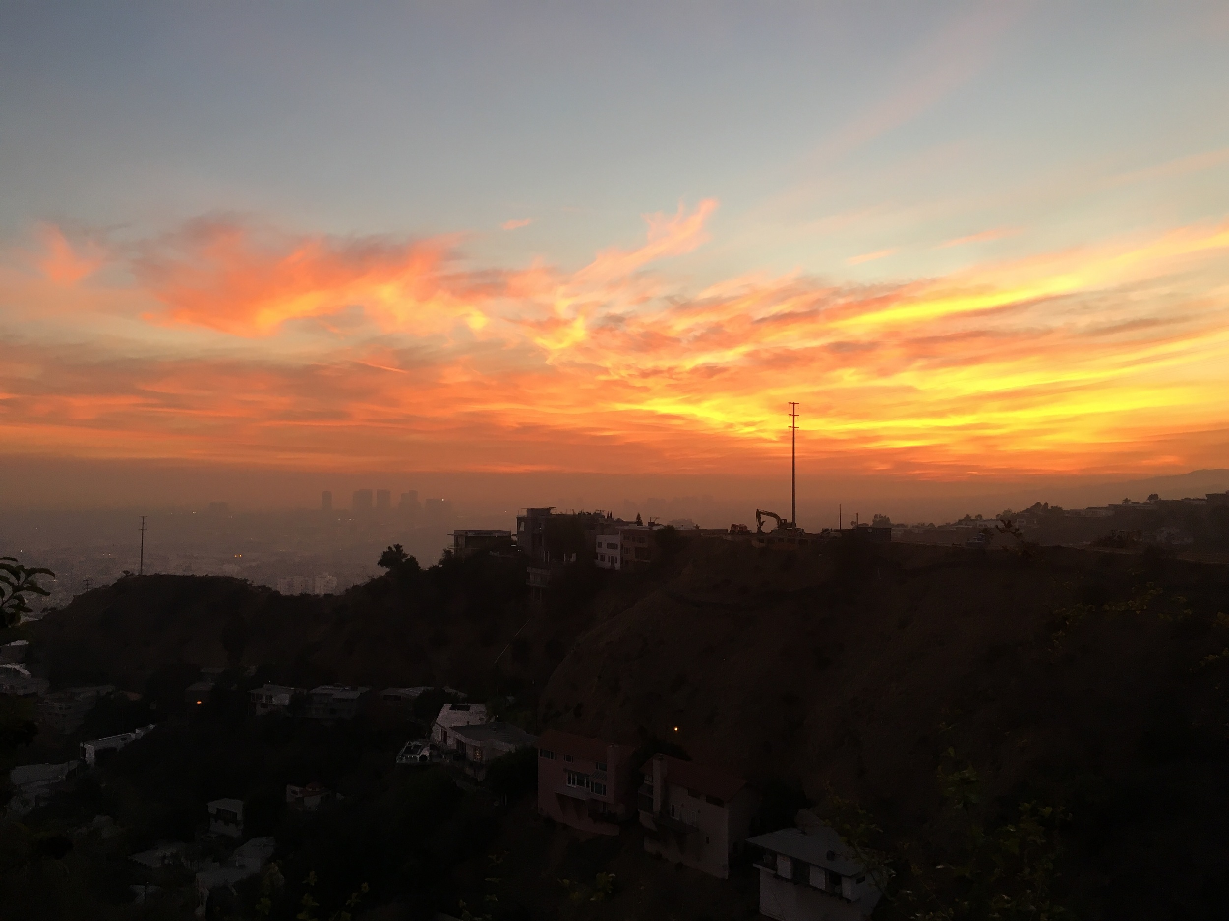 Sunset from the balcony of the current home.  