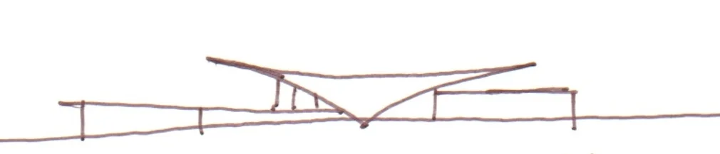 But Mr. Catalano did this. A beautiful low expressive roof that projected into the landscape.