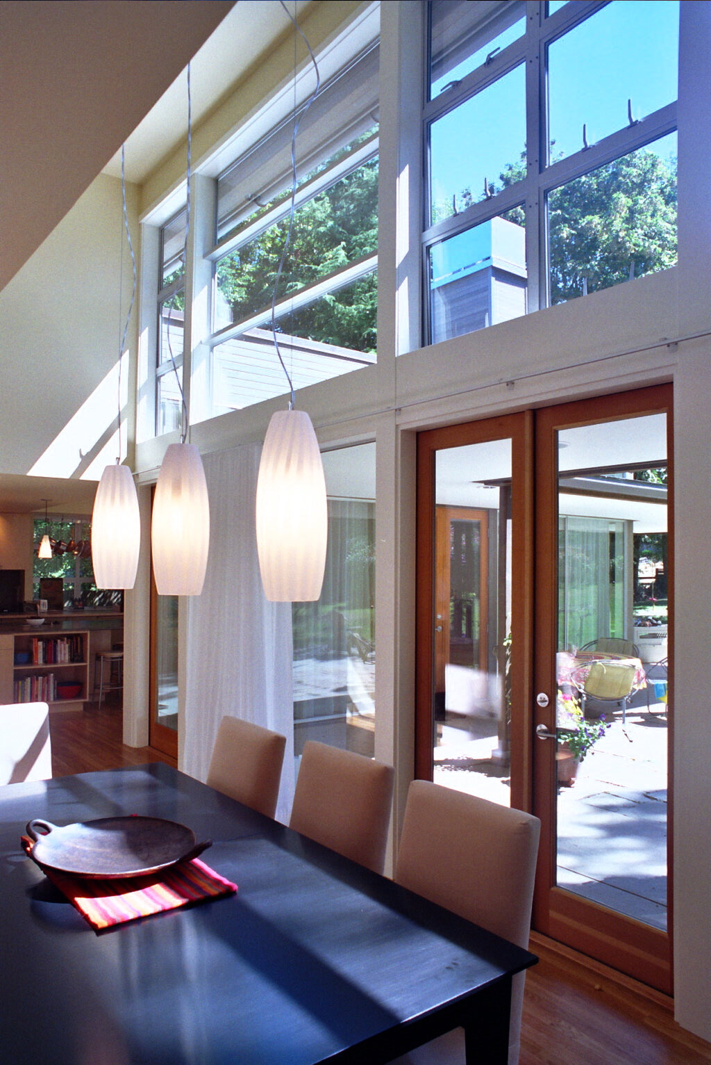 tall dining area and terrace