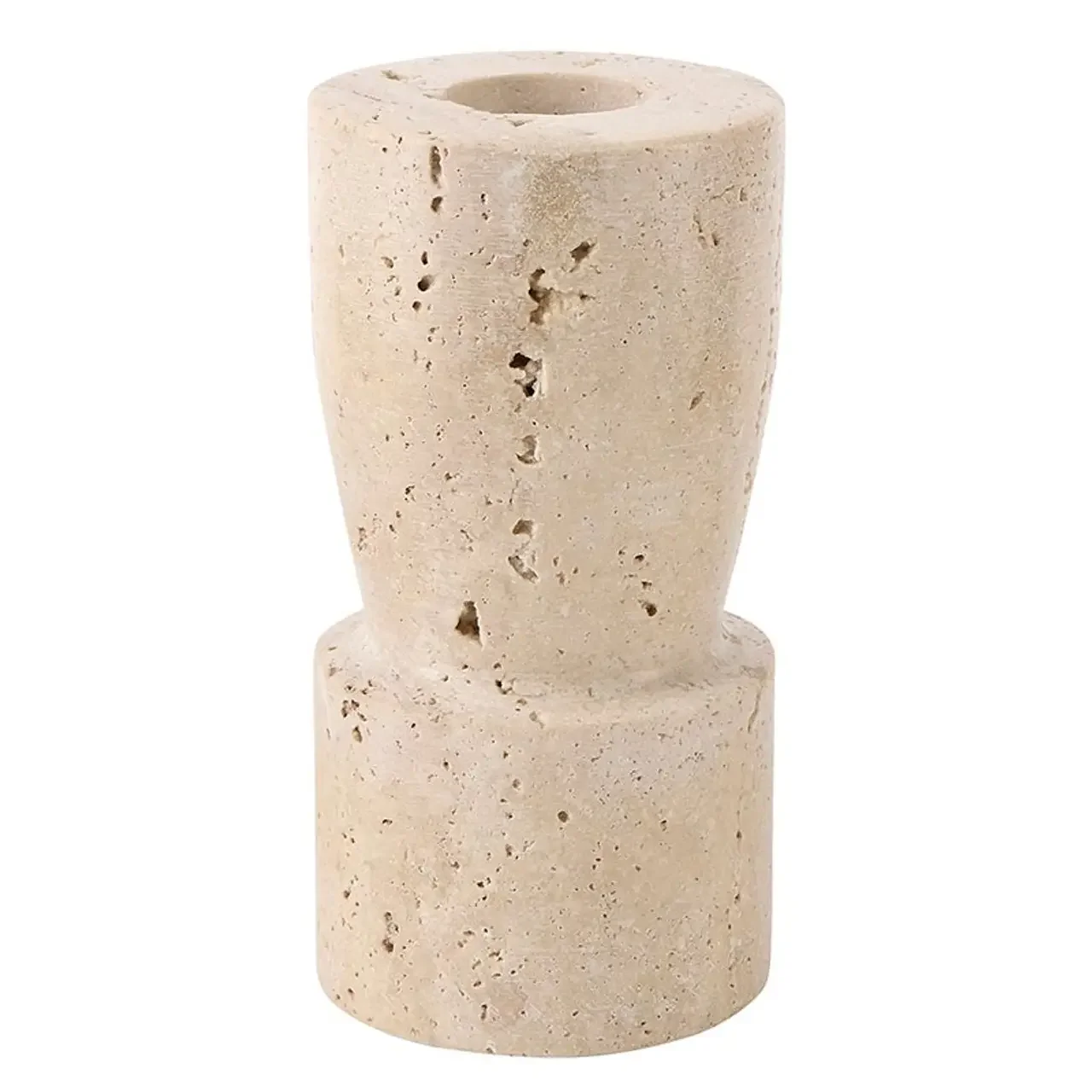 tall travertine candle holder