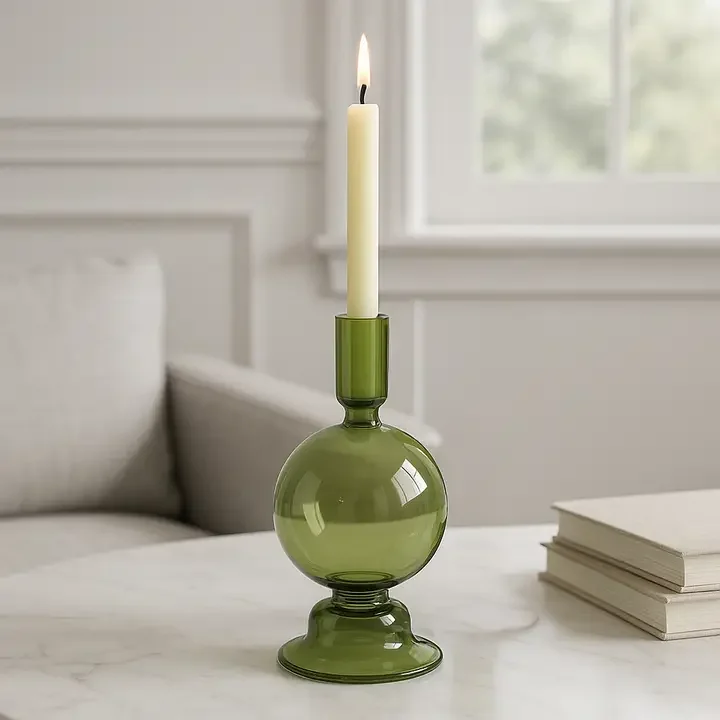 large green candle holder