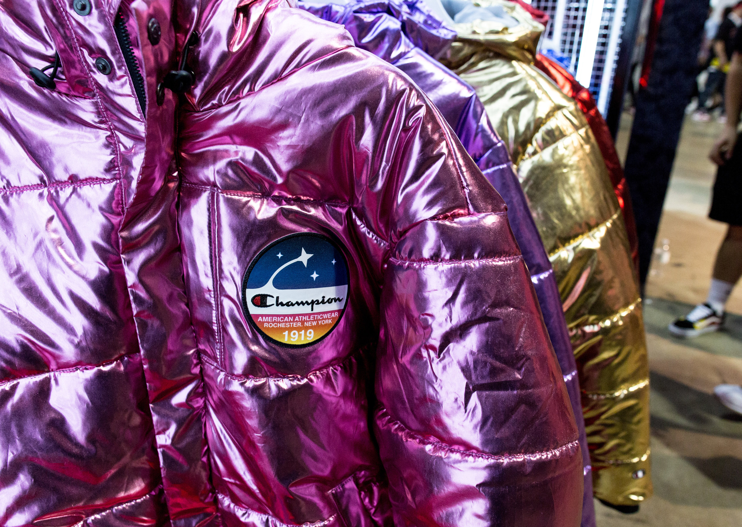 champion metallic puffer jacket complexcon