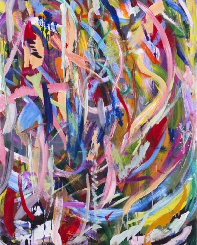 Zachary Eric Federbush, To Cat, Love Bear , 2017, Acrylic and Ink on canvas, 45" x 36"