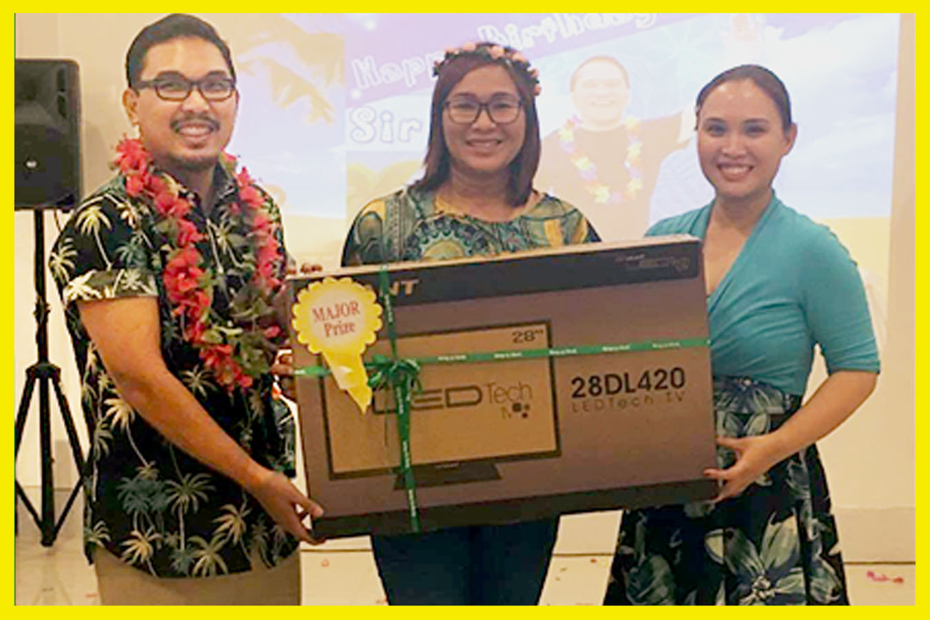 Area Manager North Branches Rowena Rosales won the 28" LED TV as a Grand Prize