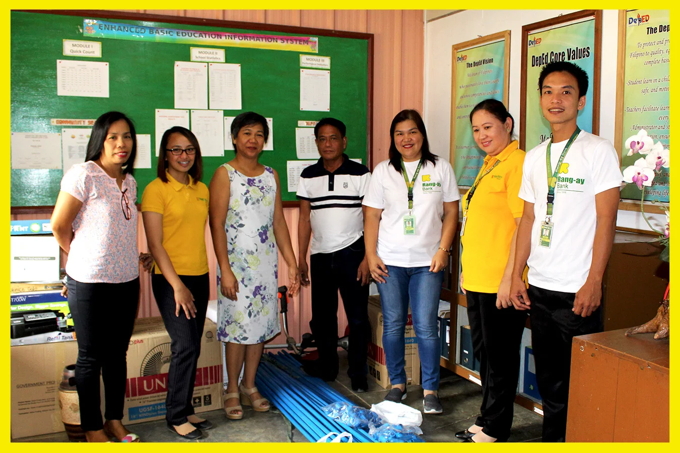 Turn-over ceremony led by Area Manager Winnie Mingaracal and Balaoan Branch Manager Leah Mantilla with Marketing Officer Florence Joy Licudine.