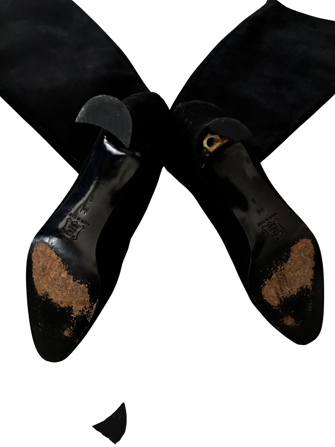 Vintage Yves Saint Laurent black knee high boots size 9 made in Italy suede boots curated by THE FORWHY AGENCY