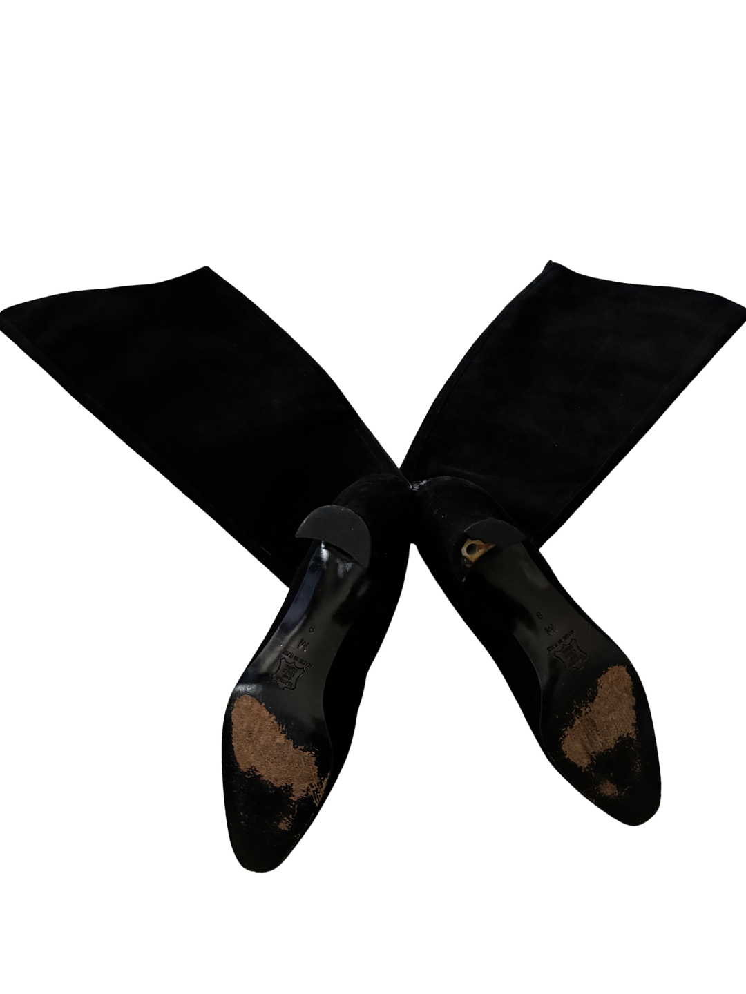 Vintage Yves Saint Laurent black knee high boots size 9 made in Italy suede boots curated by THE FORWHY AGENCY