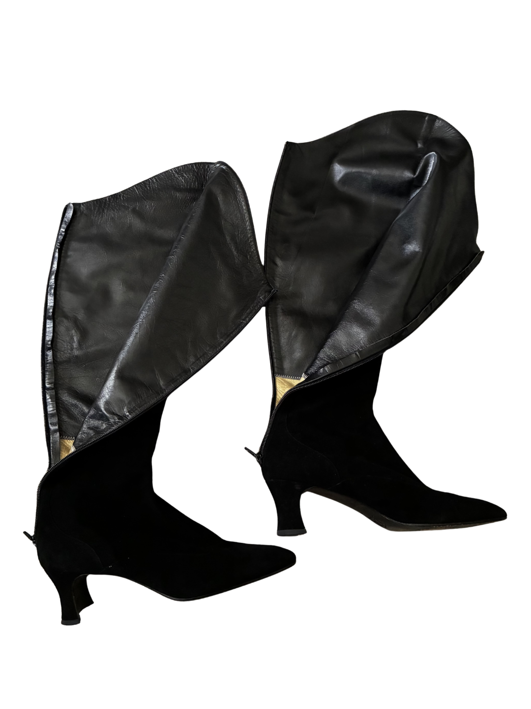 Vintage Yves Saint Laurent black knee high boots size 9 made in Italy suede boots curated by THE FORWHY AGENCY