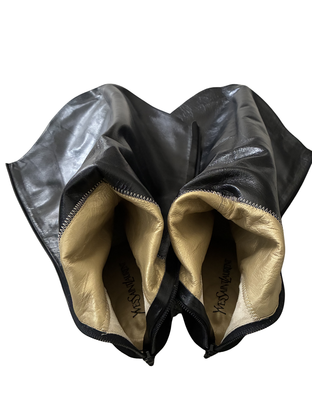 Vintage Yves Saint Laurent black knee high boots size 9 made in Italy suede boots curated by THE FORWHY AGENCY