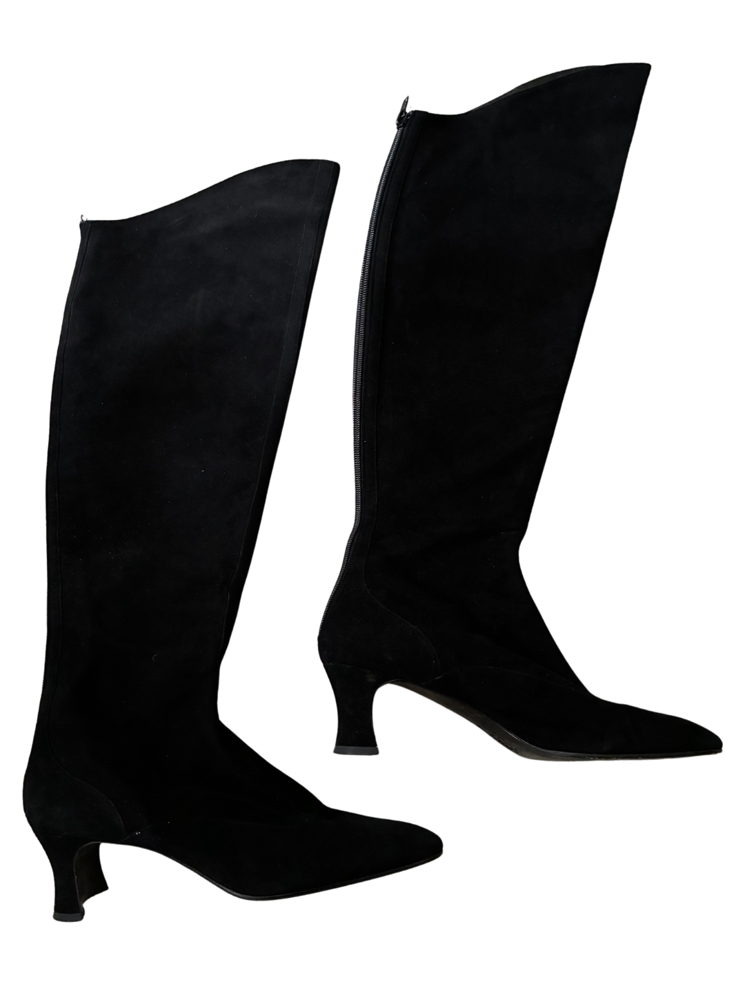 Vintage Yves Saint Laurent black knee high boots size 9 made in Italy suede boots curated by THE FORWHY AGENCY