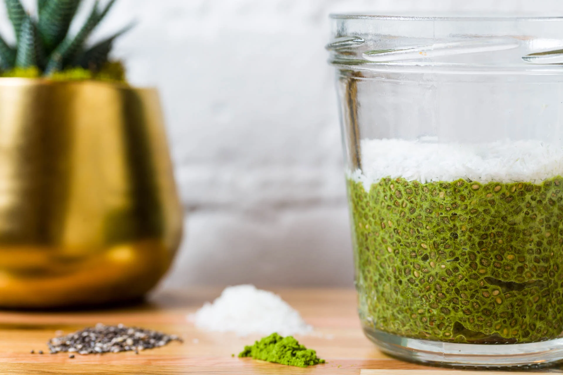 Green is great. Matcha + Chia + Coconut = a powerful day starter.
