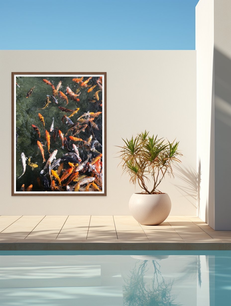 Tidepool Koi – Vibrant Fine Art Print of Colorful Koi Fish in Water