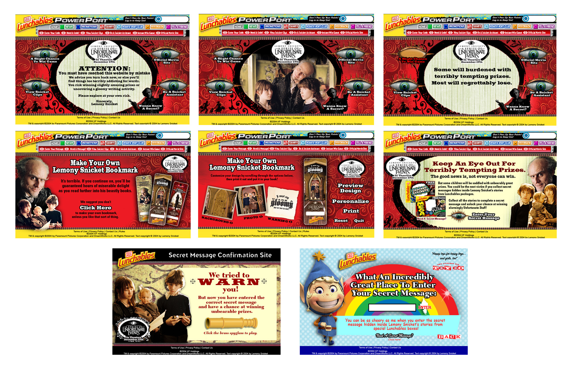 Lunchables Lemony Snicket Promo Site